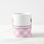Cute Labrador Puppy Best Dog Mom Pink Gingham コーヒーマグカップ (中央)