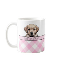 Cute Labrador Puppy Best Dog Mom Pink Gingham
