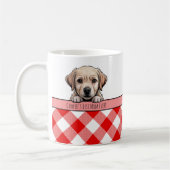 Cute Labrador Puppy Best Dog Mom Red Gingham コーヒーマグカップ (左)