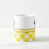 Cute Labrador Puppy Best Dog Mom Yellow Gingham コーヒーマグカップ (中央)