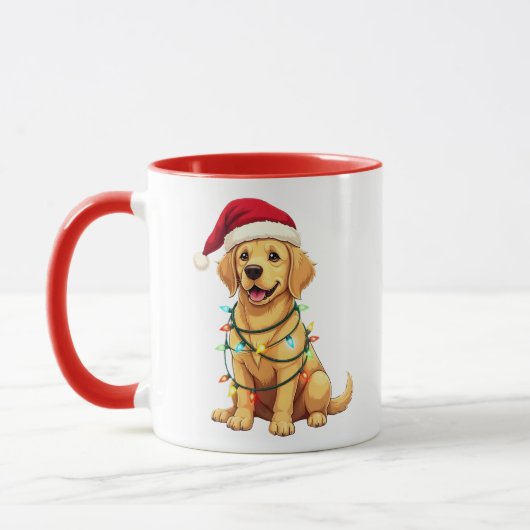 Cute Labrador Retriever Christmas Santa Pet Dog Lo マグカップ (左)