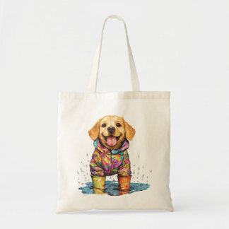 Cute Labrador Retriever Rain Puddle トートバッグ