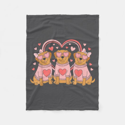 Cute Labrador Valentines Heart Dog Lover Men Women フリースブランケット (正面)