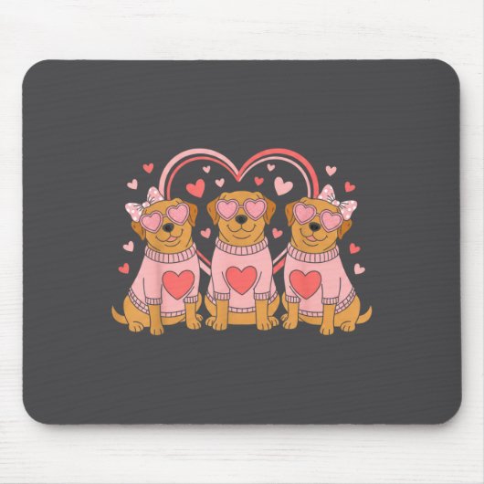 Cute Labrador Valentines Heart Dog Lover Men Women マウスパッド (正面)