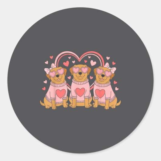 Cute Labrador Valentines Heart Dog Lover Men Women ラウンドシール (正面)