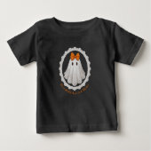 Cute Lace Ghost with Orange Bow W/ Lace Border ベビーTシャツ (正面)