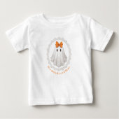 Cute Lace Ghost with Orange Bow W/ Lace Border ベビーTシャツ (正面)