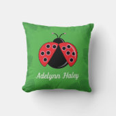 Cute Lady Bug Baby Birth Stats Throw Pillow クッション (正面)