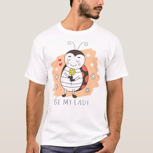 Cute lady bug cartooon tシャツ (正面)