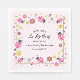 Cute Lady Bug Pink Girl Baby Shower スタンダードランチョンナプキン