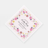 Cute Lady Bug Pink Girl Baby Shower スタンダードランチョンナプキン (角)