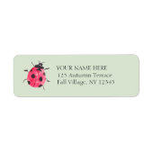 Cute Lady Bug Sage Green Return Address Labels ラベル (正面)