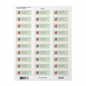 Cute Lady Bug Sage Green Return Address Labels ラベル (フルシート)