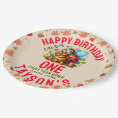 Cute Ladybug 1st Birthday | Bug Theme Party ペーパープレート (アングル)