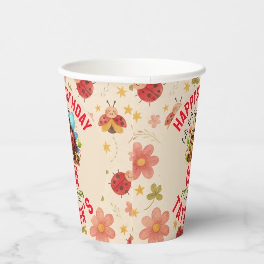 Cute Ladybug 1st Birthday | Bug Theme Party 紙コップ (右)