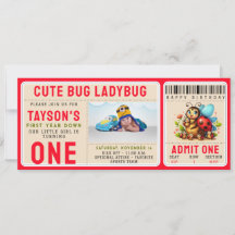 Cute Ladybug 1st Birthday | Bug Theme Ticket