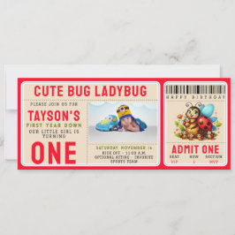 Cute Ladybug 1st Birthday | Bug Theme Ticket 招待状