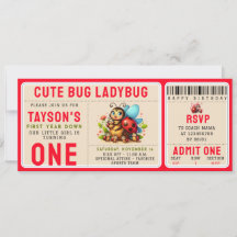 Cute Ladybug 1st Birthday | Bug Theme Ticket