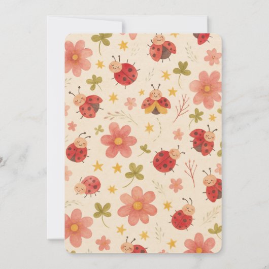 Cute Ladybug 1st Birthday Party  招待状 (裏面)