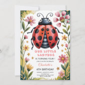 Cute Ladybug 4th Birthday Party 招待状 (正面)