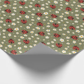 Cute Ladybug and Strawberry Flower Polka Dots ラッピングペーパー (角)