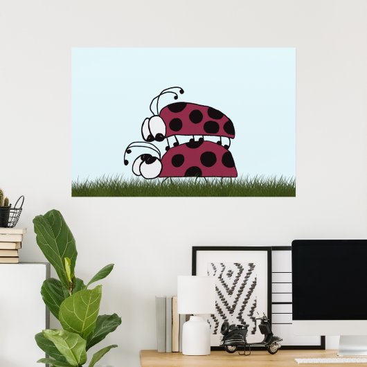 Cute Ladybug Artがあなたを私のロックと名付けた ポスター (ホームオフィス)