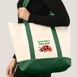 Cute ladybug baby stuff name black green トートバッグ