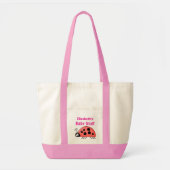 Cute ladybug baby stuff name black pink トートバッグ (正面)