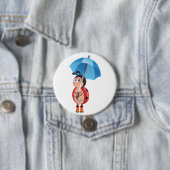 Cute Ladybug Blue Umbrella Rain Boots 缶バッジ (インサイチュ)
