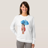 Cute Ladybug Blue Umbrella Rain Boots Tシャツ (正面フル)