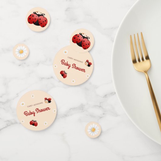 Cute Ladybug Flowers Baby Shower Table コンフェッティ (グループ)