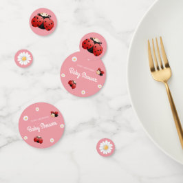 Cute Ladybug Flowers Baby Shower Table コンフェッティ
