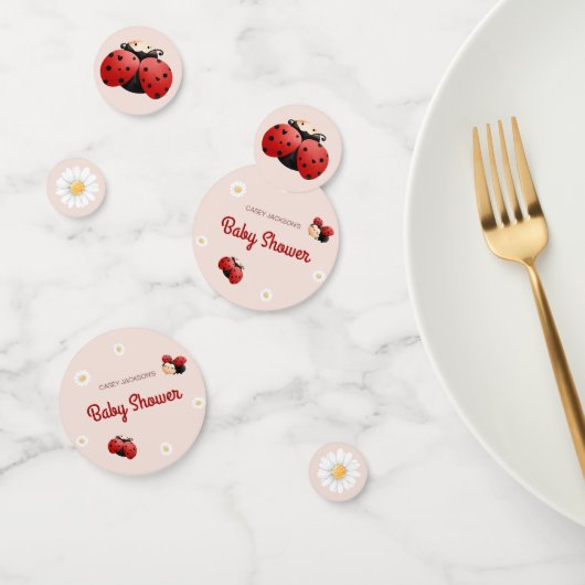 Cute Ladybug Flowers Baby Shower Table コンフェッティ (グループ)