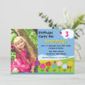 Cute Ladybug Garden Birthday Invitation for Girls 招待状 (スタンド正面)