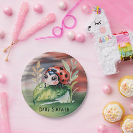 Cute Ladybug Girl Baby Shower  ペーパープレート