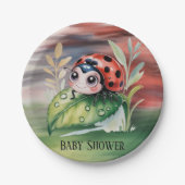 Cute Ladybug Girl Baby Shower ペーパープレート (正面)