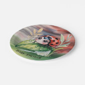 Cute Ladybug Girl Baby Shower ペーパープレート (アングル)