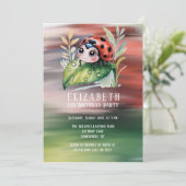 Cute Ladybug Girl Birthday Party 招待状 (スタンド正面)