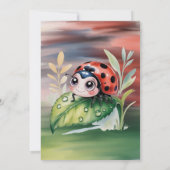 Cute Ladybug Girl Birthday Party 招待状 (裏面)