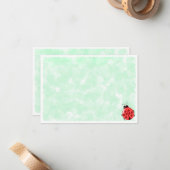 Cute Ladybug Green Watercolor Background Blank ノートカード (正面/裏面インサイチュ)
