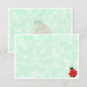 Cute Ladybug Green Watercolor Background Blank ノートカード (正面/裏面)