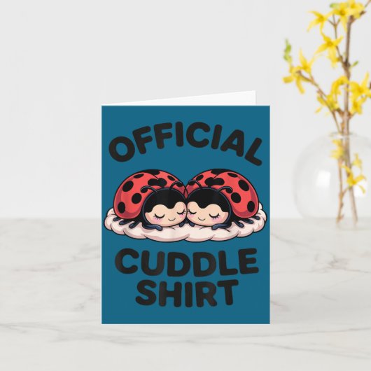 Cute Ladybug Love Cuddle  カード (黄色い花)