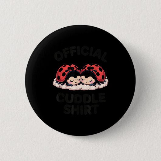 Cute Ladybug Love Cuddle  缶バッジ (正面)