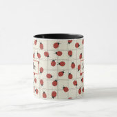 Cute ladybug pattern & Custom Name on Cream White マグカップ (中央)