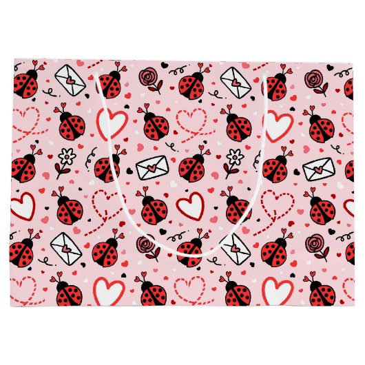 Cute Ladybug Pattern Large Gift Bag ラージペーパーバッグ (裏面)
