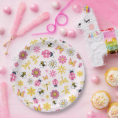 Cute Ladybug Pink Girl Baby Shower ペーパープレート (パーティー)
