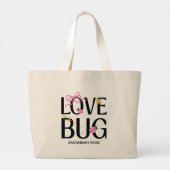 Cute Ladybug Pink Girl Baby Shower ラージトートバッグ (裏面)