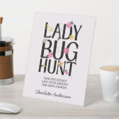 Cute Ladybug Pink Girl Baby Shower 台座サイン (インサイチュ)