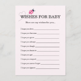 Cute Ladybug Pink Girl Baby Shower Wishes For Baby エンクロージャーカード