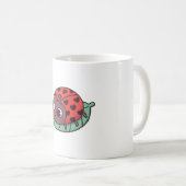 Cute Ladybug With Black Heart Spots コーヒーマグカップ (正面右)